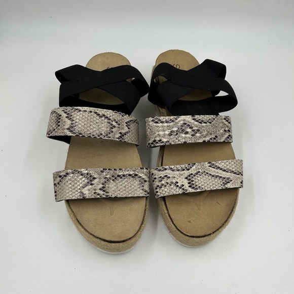 Soho Elite Sandals Womens Size 10 Faux‎ Snake Strappy Espadrille Platform Cork - Picture 2 of 11